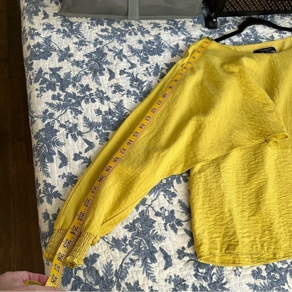 Marc New York Blouse Capt Mustard Yellow Short Sleeve Top Sz L
